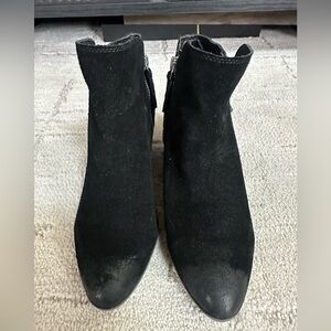 Frye Sacha Moto Women’s Distressed Suede Black Ankle Boots - Double Zip